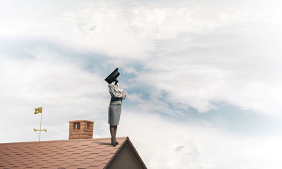 Concept of security and privacy protection with camera headed wo