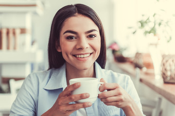 Girl in cafe