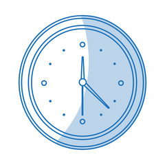 blue shading silhouette cartoon analog wall clock vector illustration