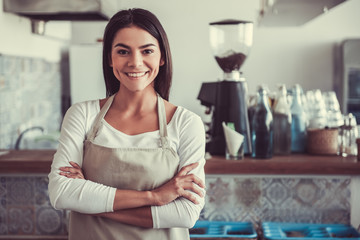 Girl barista cafe