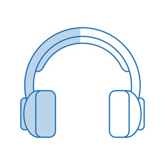 blue shading silhouette cartoon headphones with microphone vector illustration