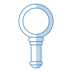 blue shading silhouette cartoon magnifying glass with handle vector illustration