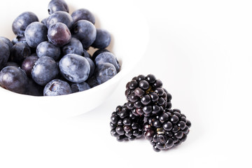 blackberries and blueberries, natural fruits of the forest