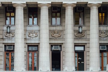 Fototapeta premium Columns and classic windows in building of the Supreme Court of Justice in Buenos Aires