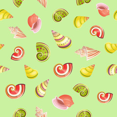 Seashells seamless vector pattern.