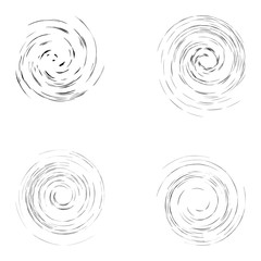 Set of black abstract curved circles isolated on the white background