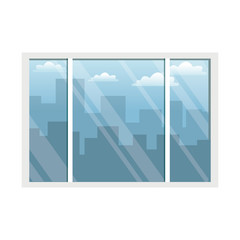 office interior and building city sky view vector illustration