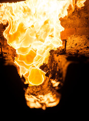 Fire from induction furnace