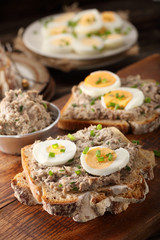 healthy wholegrain bread sandwich with tuna paste