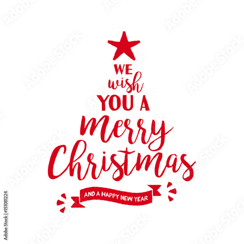 &quot;Merry christmas quote tree lettering illustration&quot; 스톡 이미지, 로열티프리 벡터 파일