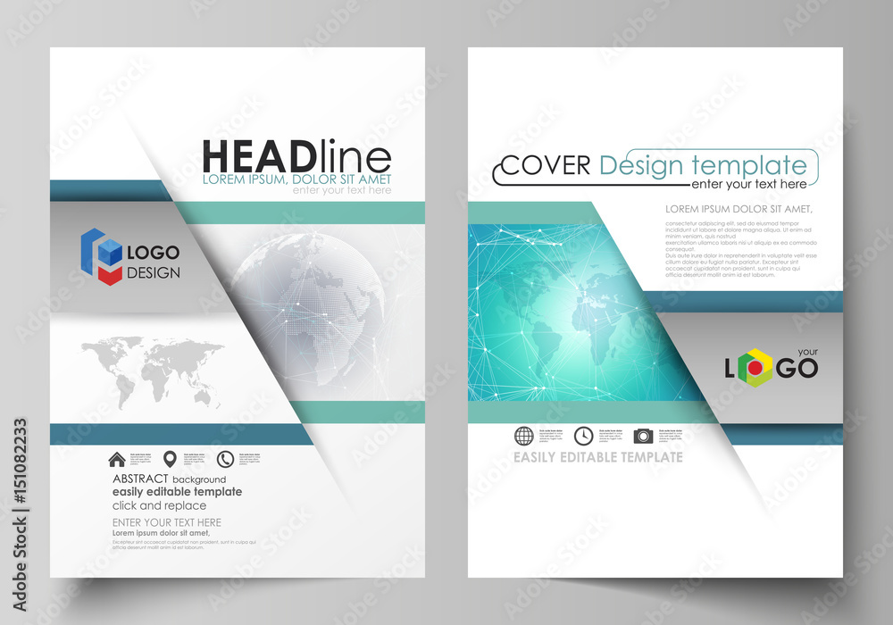 Sticker the vector illustration of the editable layout of two a4 format modern covers design templates for b