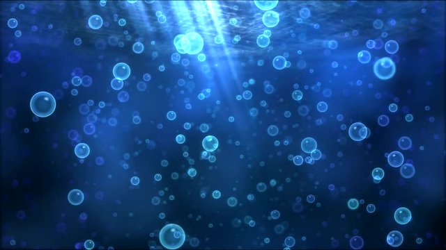 Underwater Travel Animation with Bubbles - Loop Blue