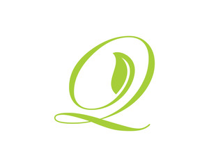 Leaf and Script Letter Q