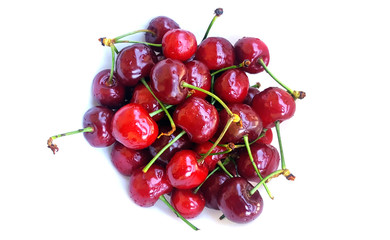 Obraz na płótnie Canvas Fresh cherries on white