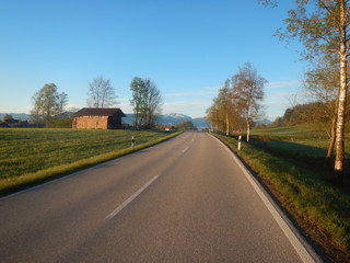 Fototapeta premium sunny morning in alpine countryside