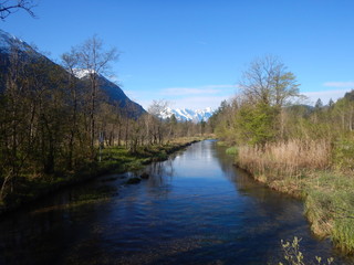 Fototapeta na wymiar sunny morning in alpine countryside