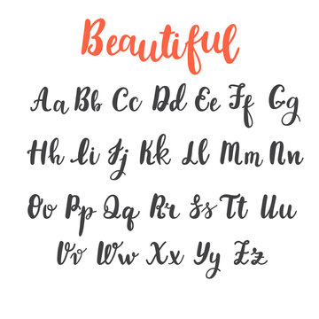 Hand draw alphabet. Uppercase and lowercase letters. Calligraphy font. Hand lettering