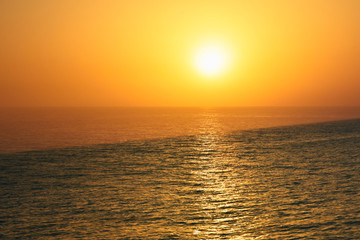 Abstract sunset over a calm Mediterranean Ocean