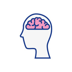 head with brain icon over white background vector illustration