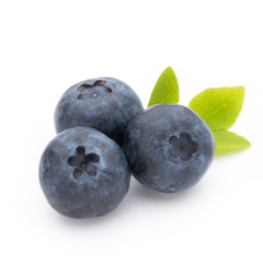 Fresh blueberries on a white background.
