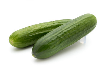 Eco cucumber on white background. Fresh vegetables.