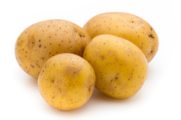 Raw potato isolated on white background.