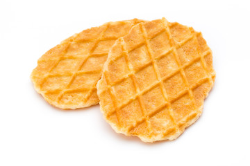 Sweet waffle on the white background.