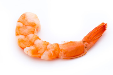 Steamed tiger shrimp isolated on white background.