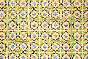 pattern of ancient tiles with embossed flower shapes 