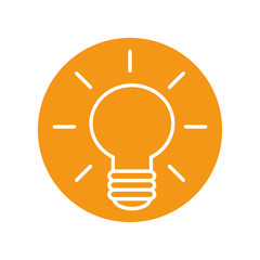 bulb icon over orange circle and white background. vector illustration