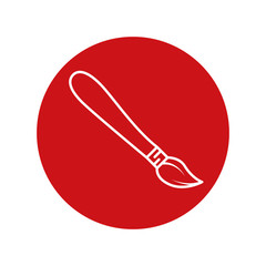 paint brush icon over red circle and white background. vector illustration