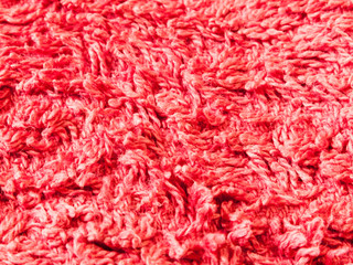 red cotton wool close up texture towel