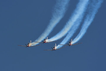 Synchronized flight of 4 planes in the team during Israeli 69st independent day 