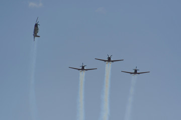 Synchronized flight of 4 planes in the team during Israeli 69st independent day 
