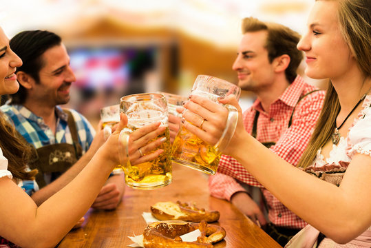 Couples having fun at the Oktoberfest