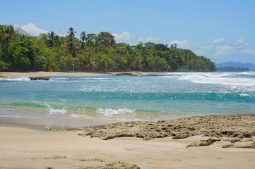 Tropical coastline on the Caribbean shore of Costa Rica, playa Chiquita, Puerto Viejo de Talamanca, Central America