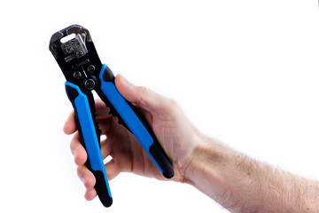 Obraz premium universal electric tool wire stripping and cutting pliers wrench isolated on white background