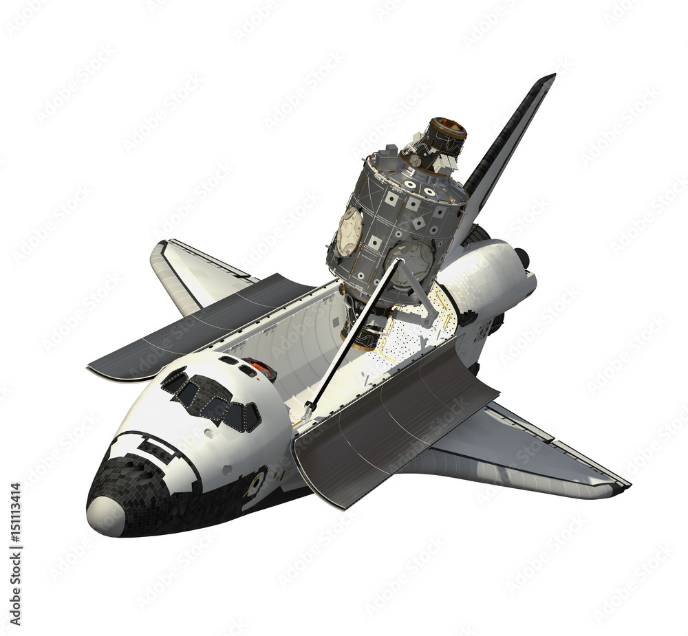 Wall mural space shuttle and module of space station