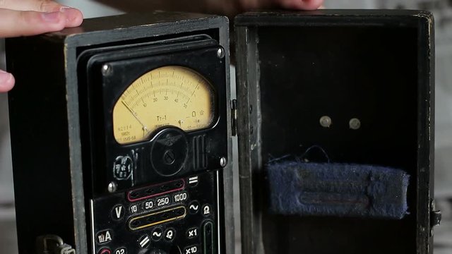 Vintage electrical measuring instrument. Close-up