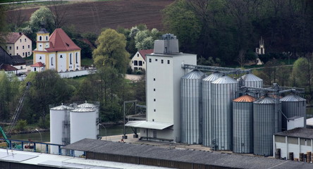 Industrial plants of Dietfurt and church of Griesstetten in the background