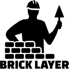 Bricklayer silhouette with job title