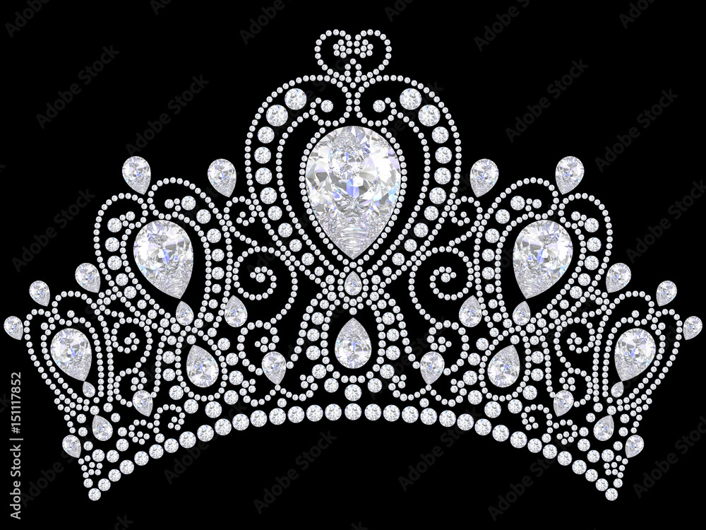 Wall mural 3d illustration diamond crown tiara