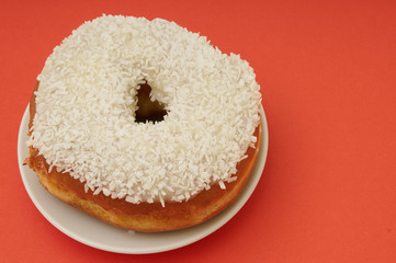 donut on a red background