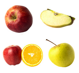 Set of red apples isolated on white background