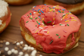 donuts on a wooden table