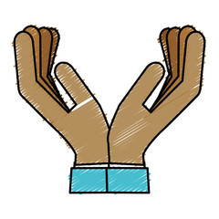 human hands icon over white background. colorful design. vector illustration