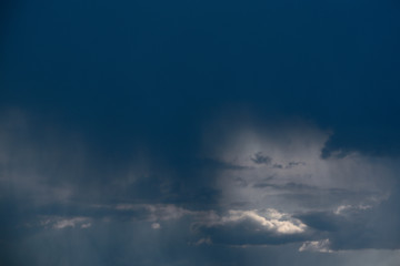 Rain cloud, close-up, rainstorm against the background of the summer sky. Texture. The rain comes from the cloud.