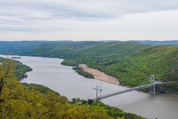 Aerial Landscape from Bear Mountain Summit and Hudson River in Upstate New York