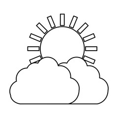 clouds and sun icon over white background. vector illustration