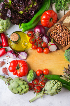 Assortment of fresh organic farmer market vegetables